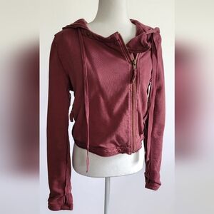 We The Free People You Asked For It Moto Hoodie Jacket Size Small